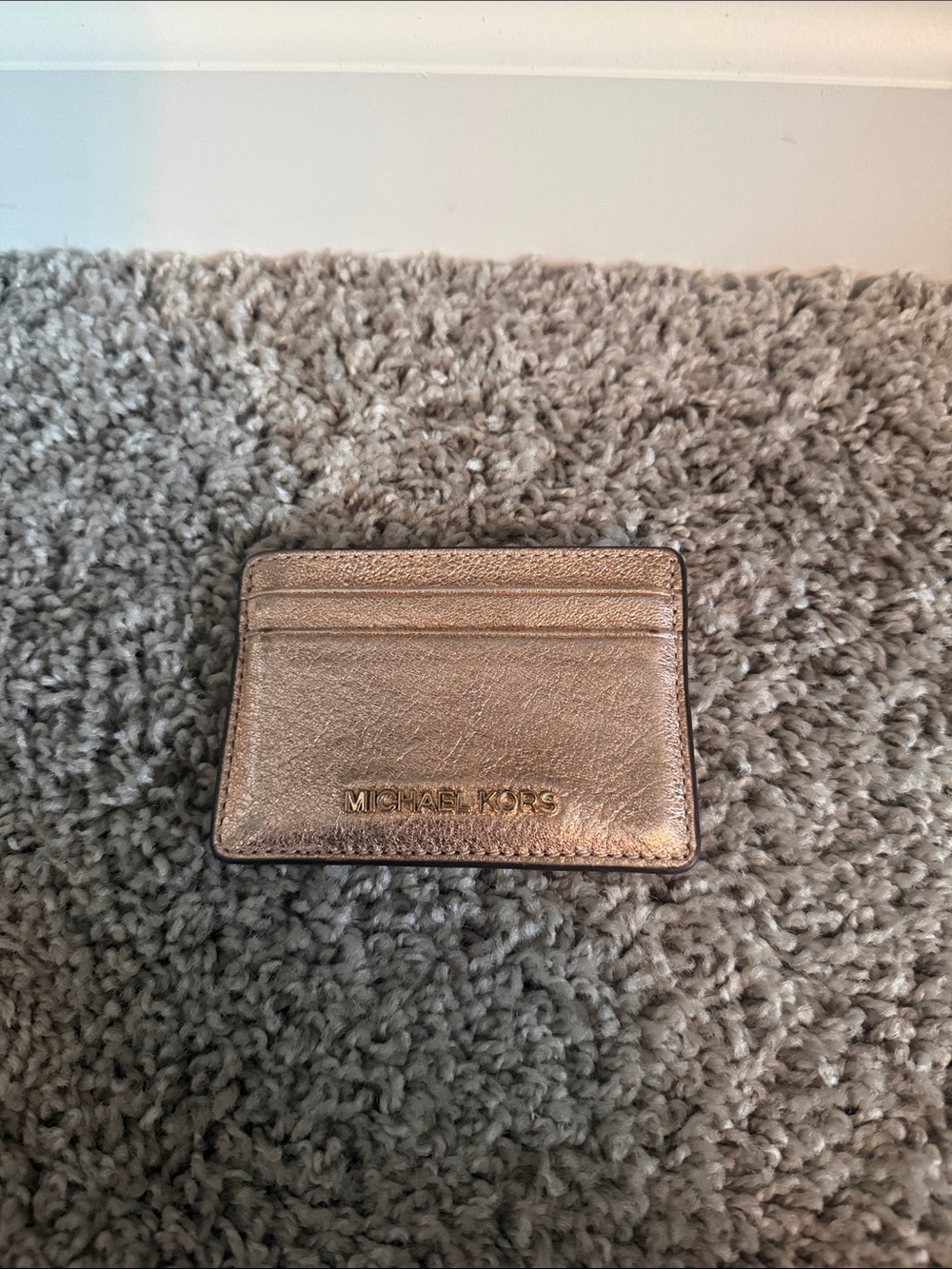 Michael Kors Metallic Rose Card Case with Gold Logo